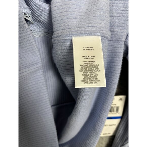 Sugar Moon Juniors' Cozy Ribbed Wrap Top Delicate Lace Trim Blue Extra Large NWT - Picture 8 of 8